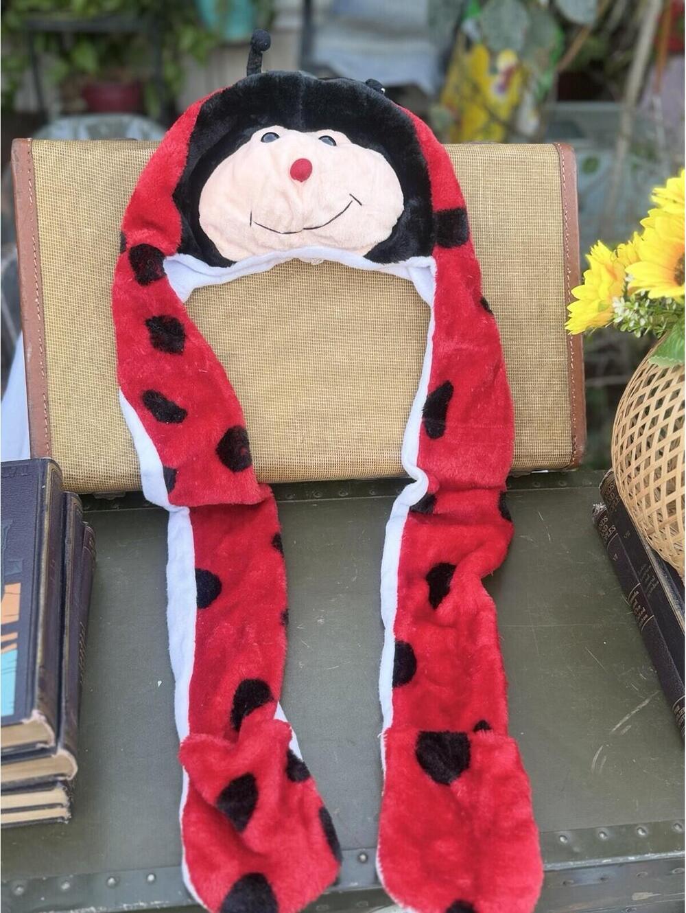 🐞❤️ Cute Plush Ladybug Animal Hat Red Black Adult Unisex Costume